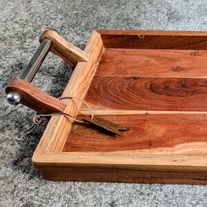 16x12 inch Square Serving Tray with Metal Handles